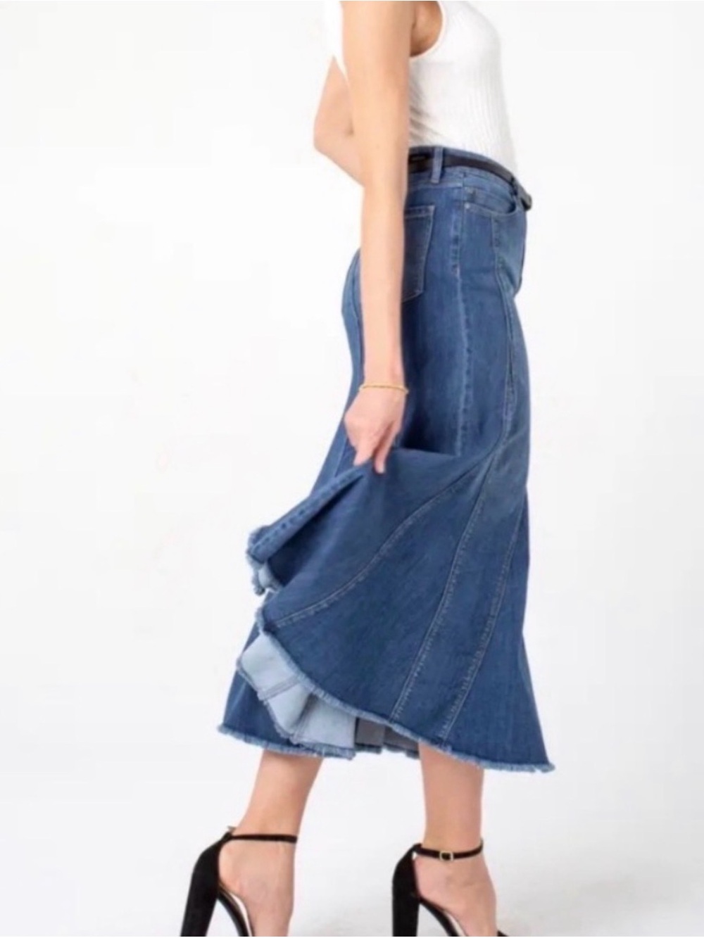 Liverpool Blue Denim Maxi Skirt